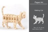 Houten dieren 3D puzzel - Puzzel - 3D – Zelf in elkaar zetten - Speelgoed bouwpakket 6.1 x 1.8 x 4.6 cm - Lopende - Kat