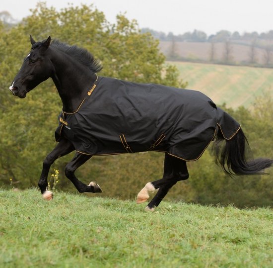 Foto: Bucas deken bucas irish turnout light 50gr pony zwart goud