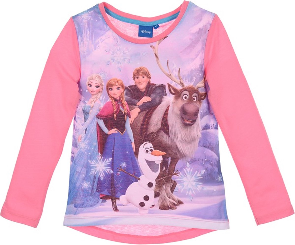 Disney Frozen - Elsa, Anna, Olaf, Kristoff & Sven - Longsleeve - Roze - 110 cm - 5 jaar