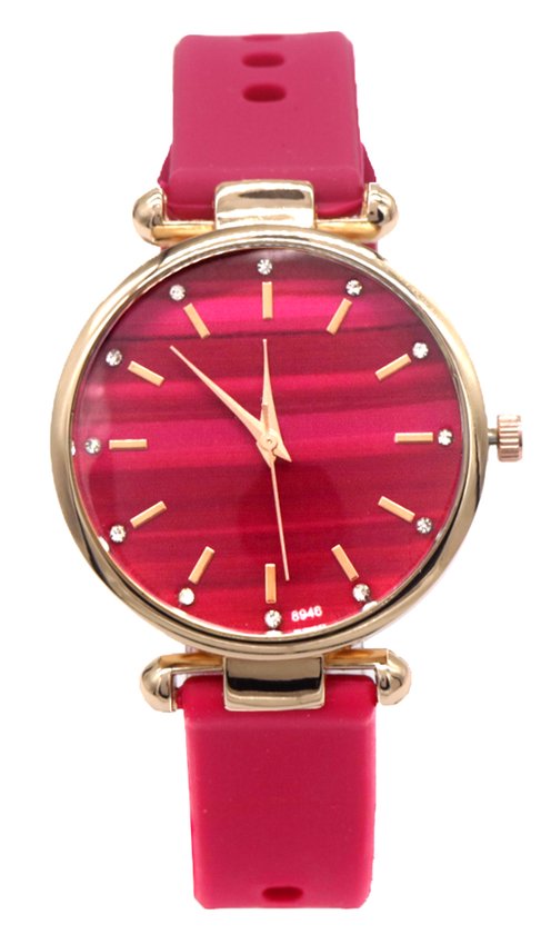 Horloge - Kast 35 mm - Band Rubber - Roze