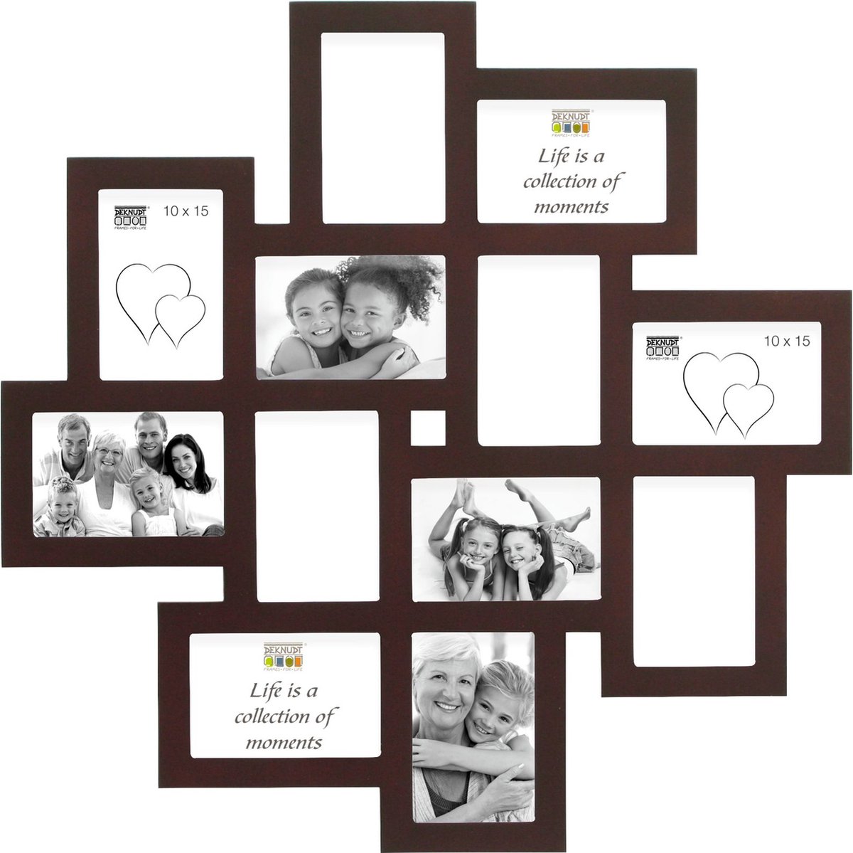 Deknudt Frames multifotolijst S65SV3 - bruin - voor 12 foto's 10x15 cm