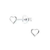 Zilver fijne hart oorstekers 4mm | heart ear studs | oorbellen dames zilver | Zilverana | sieraden vrouw | Sterling 925 Silver