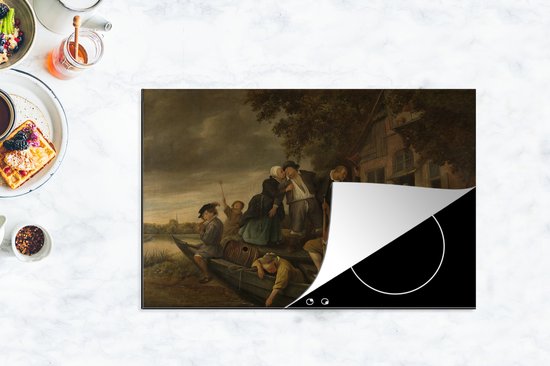 KitchenYeah® Inductie beschermer 80x52 cm - Het vrolijk huiswaartskeren - Jan Steen - Kookplaataccessoires - Afdekplaat voor kookplaat - Inductiebeschermer - Inductiemat - Inductieplaat mat