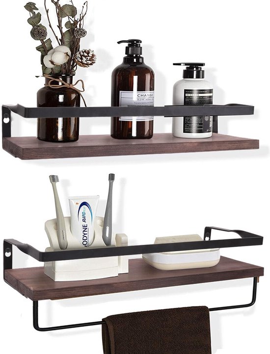 30cm Houten Wandplanken Rustieke,vintage Zwevende Plank,Massief Houten Hangende Presentatierekken,voor Woonkamer, Badkamer, Keuken,Laadvermogen 25 Kg