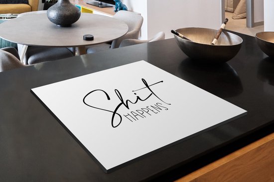 KitchenYeah® Inductie beschermer 75x52 cm - Spreuken - Quotes - Shit happens - Wit - Shit - Kookplaataccessoires - Afdekplaat voor kookplaat - Inductiebeschermer - Inductiemat - Inductieplaat mat