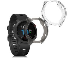 kwmobile 2x Hoes voor geschikt voor Garmin Forerunner 245 / 245 Music - Siliconenhoes voor sporthorloge zwart / transparant