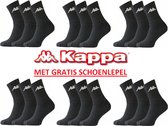 kappa - sportsokken - zwart - maat 43-46 - 18 paar - MET GRATIS SCHOENLEPEL