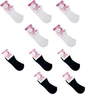 10-Pack Kousenvoetjes Wit en Zwart - Unisex Maat 36-41- Elastisch en Comfort , lage enkelsokken- Katoen- Zomer sokken voor dames en heren