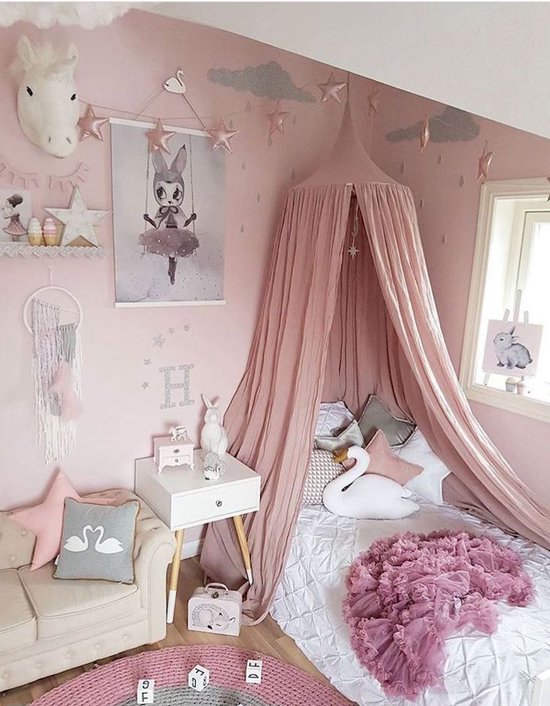 IL BAMBINI - Katoenen klamboe voor babykamer - Hemeltje voor babybedje -Decoratie kinderkamer - Roze — afbeelding 5