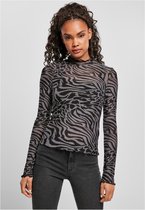 Urban Classics - AOP Mesh Turtleneck Longsleeve top - M - Grijs/Zwart