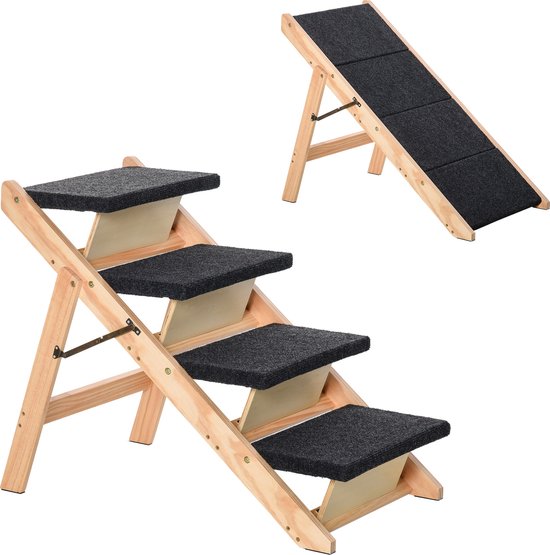 Rampe Pour Chien 2 En 1 - Escalier Pliable + Ottoman Pour Canapé Et Lit - Non Glissant, Support Jusqu'à 50 Kg - Pour Animaux âgés Ou Petits