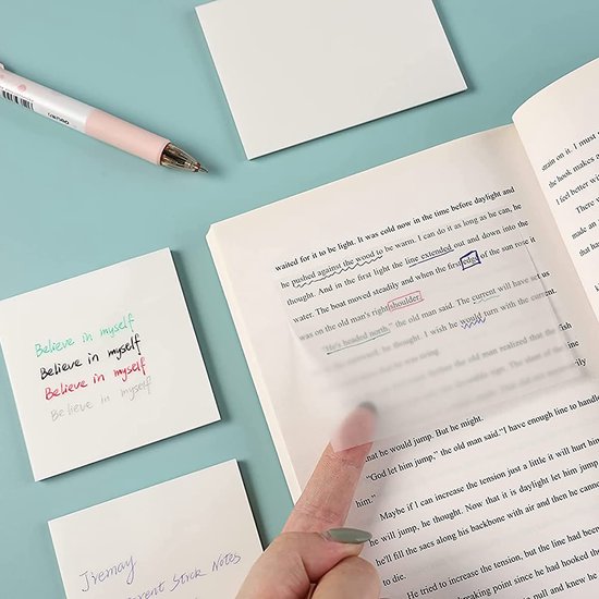 1000 Pièces Notes Autocollantes Transparentes,Post It Transparent, 75