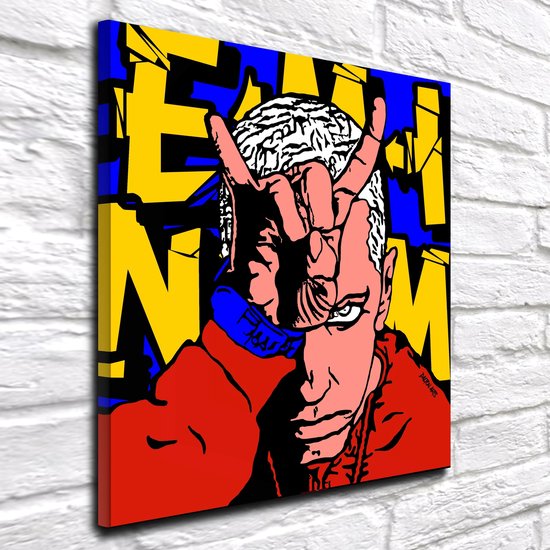 KADING Grote canvasprint van een kleurrijk abstract olieverfschilderij, moderne muurkunst voor de woonkamer, met lijst, 82 x 40 cm