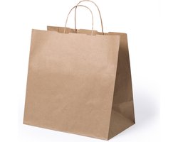 Draagtas take away - Eten afhalen - Horeca - Wegwerp - Disposable - 29 x 30 cm - Tasje - Papier - bruin
