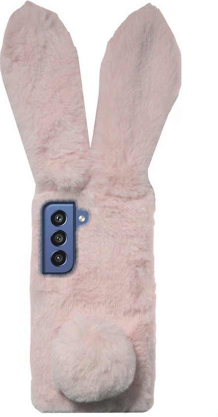 Coque arrière en Siliconen ADEL pour Samsung Galaxy S21 FE - Tissu peluche lapin rose
