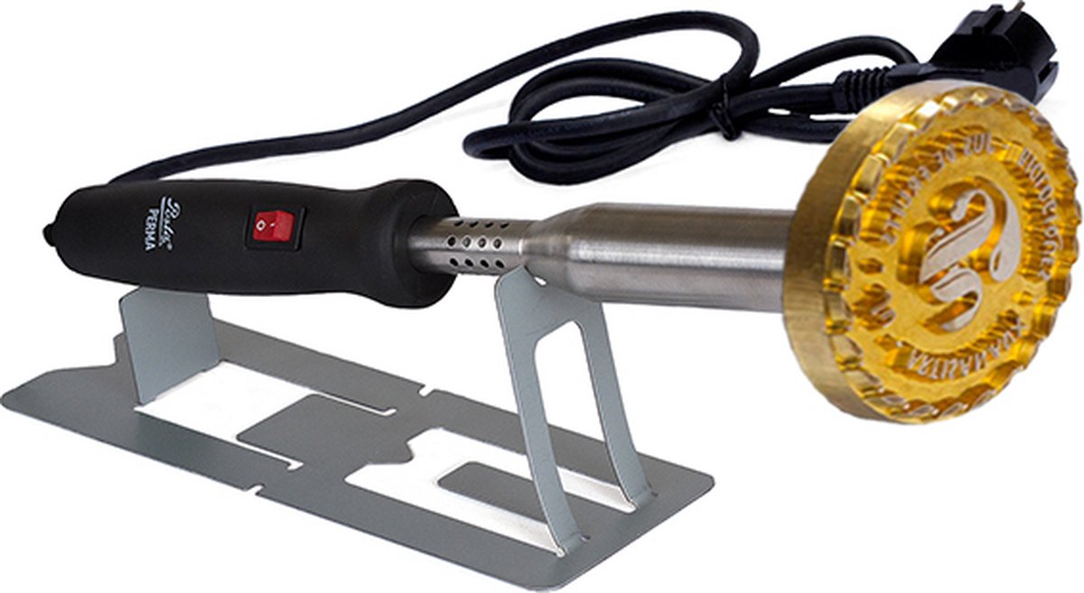 Elektrische Brandstempel | Ø70mm-300 Watt-E/F-stekker (Benelux)-Messing | Posta Perma