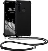 kwmobile telefoonhoesjegeschikt voor Xiaomi Redmi Note 8 (2019 / 2021) - Hoesje van siliconen met telefoonkoord - In zwart