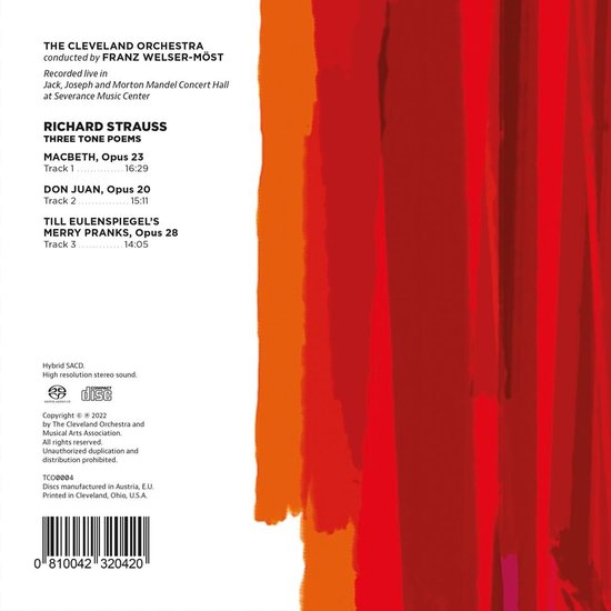 Cleveland Orchestra, Franz Welser-Möst - Strauss: Richard Strauss Three Tone Poems (Super Audio CD)
