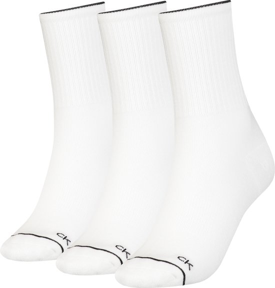 Calvin Klein Sock Athleisure (3-pack) - dames sokken - wit - Maat: One size