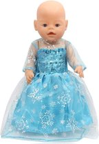 Prinses Elsa Jurk - geschikt voor een pop van 43 CM - Prinsessen jurkje