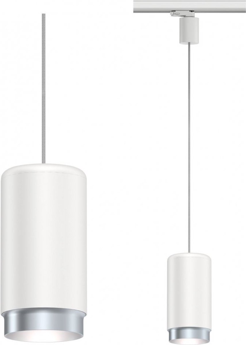 Paulmann 95404 ProRail3 railsysteem voor verlichting, hanglamp Corus max. 50 W, wit, metalen en kunststof rail, E27 fitting