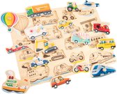 New Classic Toys Houten Legpuzzel Voertuigen - 16 puzzelstukjes