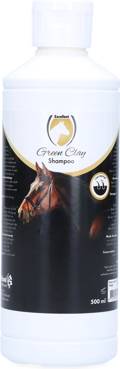 Excellent Groene Klei shampoo - Reinigt de huid en vacht op zeer milde wijze - Geschikt voor paarden - 500 ml - Holland Animal Care