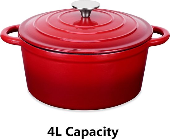Dutch Oven 28 Chefarone Gietijzeren Braadpan 26 Cm - Geëmailleerd, 4,7 Liter, Inductiegeschikt | Voor Brood Bakken, Stoven & Braden Geëmailleerde Stoofpan Inductie Oven Geschikt Dutch Oven 28 Chefarone Gietijzeren Braadpan 26 Cm - Geëmailleerd, 4,7 Liter, Inductiegeschikt | Voor Brood Bakken, Stoven & Braden Geëmailleerde Stoofpan Inductie Oven Geschikt
