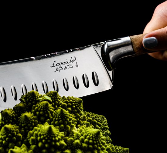 Couteau Santoku Damas - Lame 17 cm - Manche en olivier