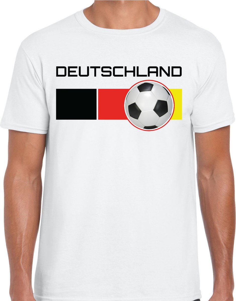 Deutschland / Duitsland voetbal / landen t-shirt met voetbal en Duitse vlag - wit - heren - Duitsland landen shirt / kleding - EK / WK / Voetbal shirts XL