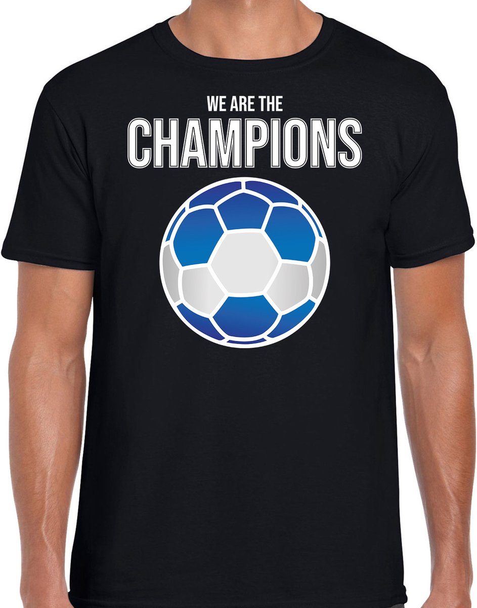 Griekenland EK/ WK supporter t-shirt - we are the champions met Griekse voetbal - zwart - heren - kleding / shirt M