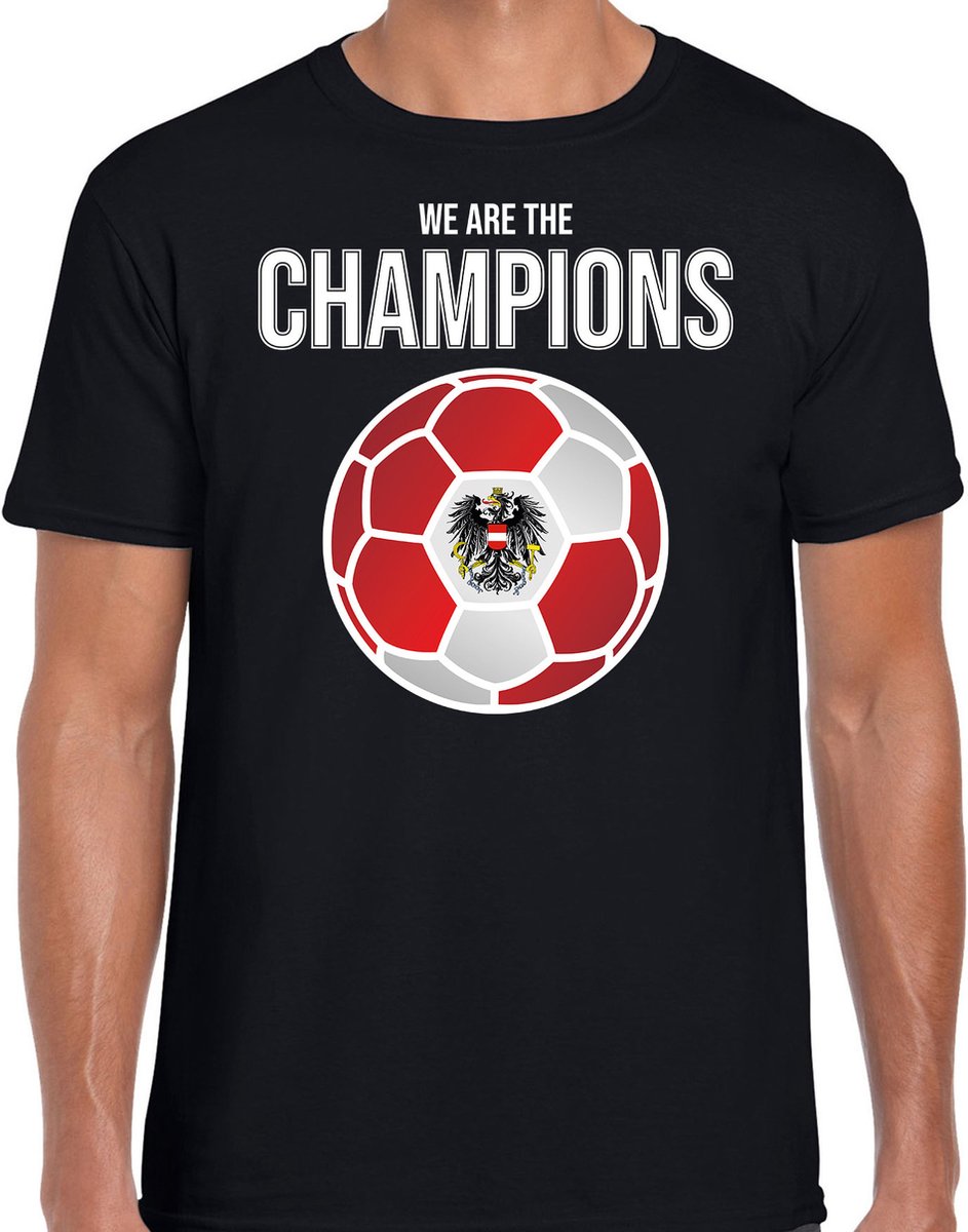 Oostenrijk supporter t-shirt - we are the champions - Oostenrijkse voetbal - zwart - heren - kleding L
