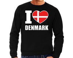 I love Denmark supporter sweater / trui voor heren - zwart - Denemarken landen truien - Deense fan kleding heren M