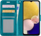 Hoes Geschikt voor Samsung A13 5G Hoesje Book Case Hoes Flip Cover Wallet Bookcase - Turquoise