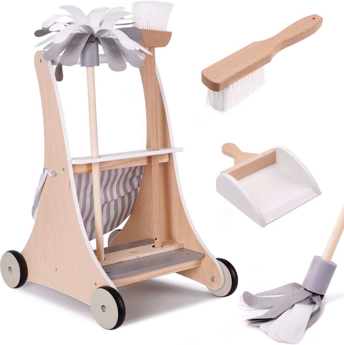 Kit de nettoyage de maison pour enfants Petit chariot Balai