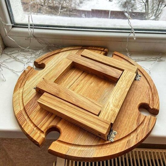 Draagbare picknicktafel voor buiten, ronde houten picknicktafel, opvouwbare picknicktafel/bartafel voor buiten, geschikt voor tuinen, campings en stranden - klein formaat — afbeelding 3
