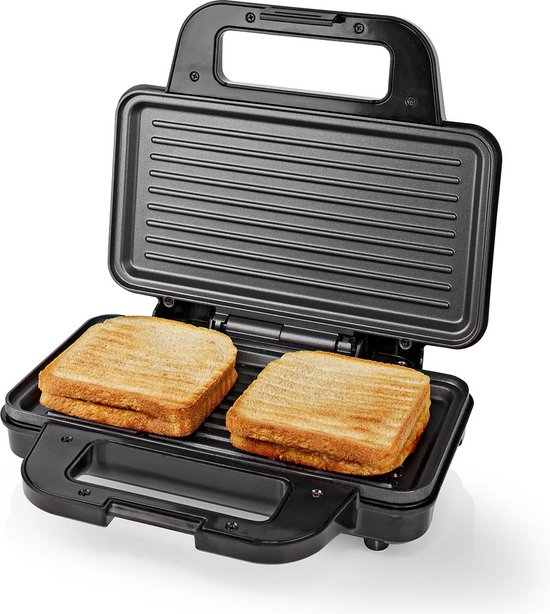 Foto: Nedis sandwich maker 900 w 26 8 x 14 5 cm automatische temperatuurregeling aluminium kunststof