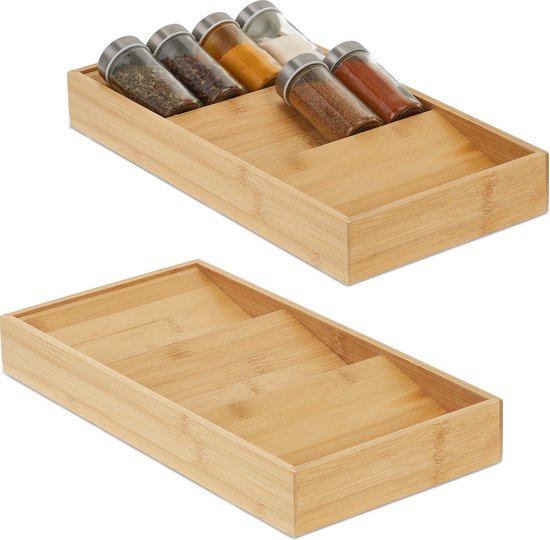 Relaxdays 2x étagère à épices horizontale - organisateur d'épices - étagère à pots à épices - étagère à épices