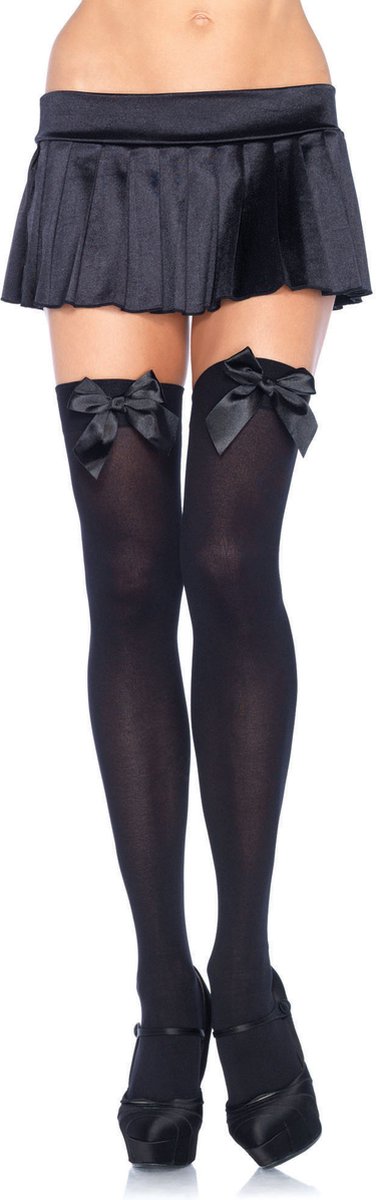 Nylon Thigh Highs With Bow
