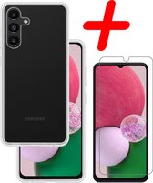 Hoes Geschikt voor Samsung A13 5G Hoesje Siliconen Back Cover Case Met Screenprotector - Hoesje Geschikt voor Samsung Galaxy A13 5G Hoes Cover Hoesje - Transparant