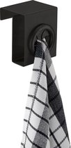 Wenko Crochet porte-serviettes sans perçage poussoir noir - Zwart - Accrochage sans perçage