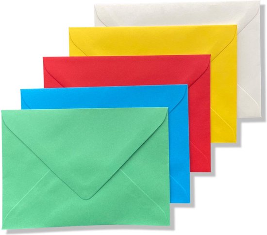 50 Cards & Crafts Luxe gekleurde C6 enveloppen | Felle Kleuren | 162x114mm  | bol