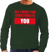 Foute kersttrui / sweater All I Want For Christmas Is You groen voor heren - Kersttruien L