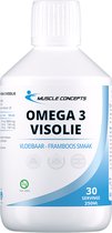 Omega 3 visolie - Visvetzuren - Framboos smaak - 250ml | Muscle Concepts