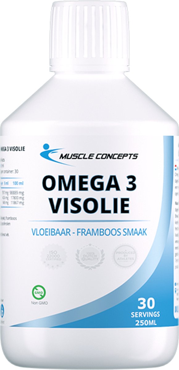 Goedkoopste Omega 3 visolie - Visvetzuren - Framboos smaak - 250ml | Muscle Concepts