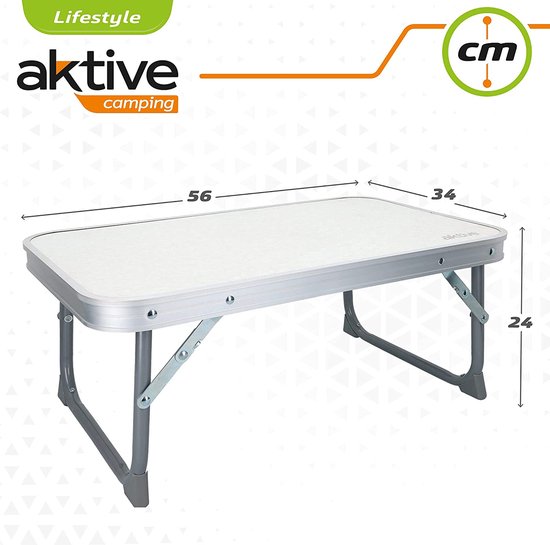 AKTIVE Camping - Table Pliante . Table Basse Blanche en Aluminium