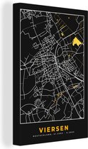 Canvas Schilderij Black and Gold – Stadskaart – Viersen – Duitsland – Plattegrond – Kaart - 60x90 cm - Wanddecoratie