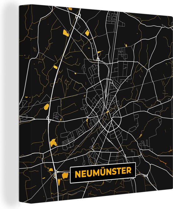 Canvas Schilderij Goud – Duitsland – Plattegrond – Gold – Stadskaart – Kaart – Neumünster - 90x90 cm - Wanddecoratie