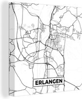 Canvas Schilderij Stadskaart - Kaart - Erlangen - Plattegrond - 90x90 cm - Wanddecoratie