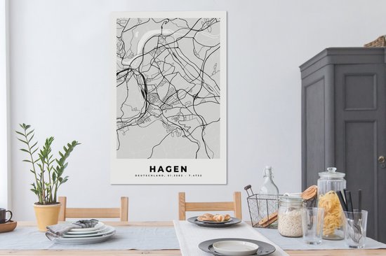 Peinture sur toile Allemagne - Plan de la ville - Plan d'étage - Haies - Carte - 80x120 cm - Décoration murale